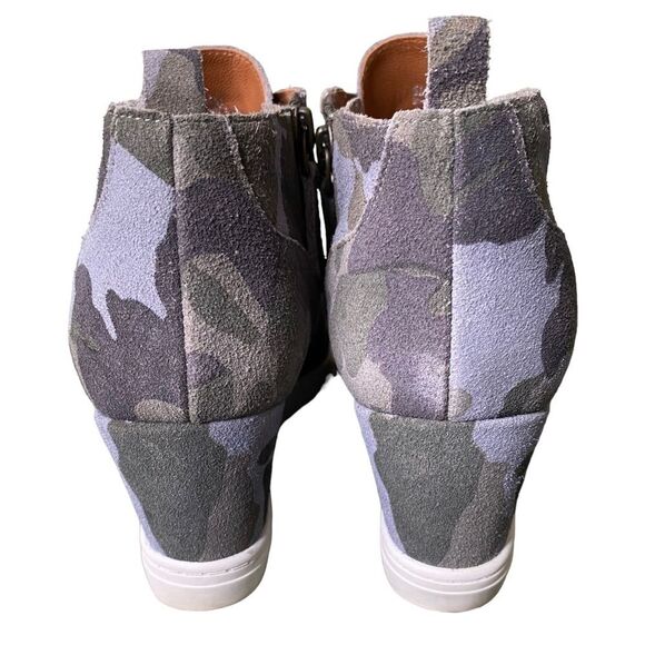 Paolo Felicia Muted Camo Platform Wedge Sneaker Booties Side Zipper Size 6 - Picture 4 of 10